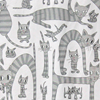 Fabric 145cm Cats Small Grey