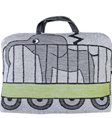 Train cushion/bag Lion Elephant Green