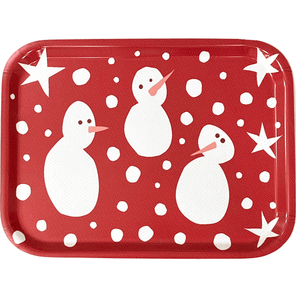 Tray Small Snowman Red